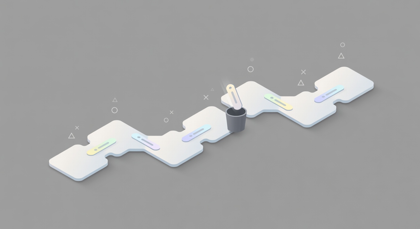 A redirect chain where a little ‘ID tag’ falls off mid-chain—what it looks like when parameters get stripped and attribution quietly dies.