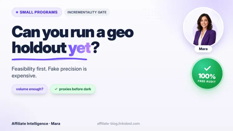 Affiliate incrementality testing for small programs: geo-holdout method