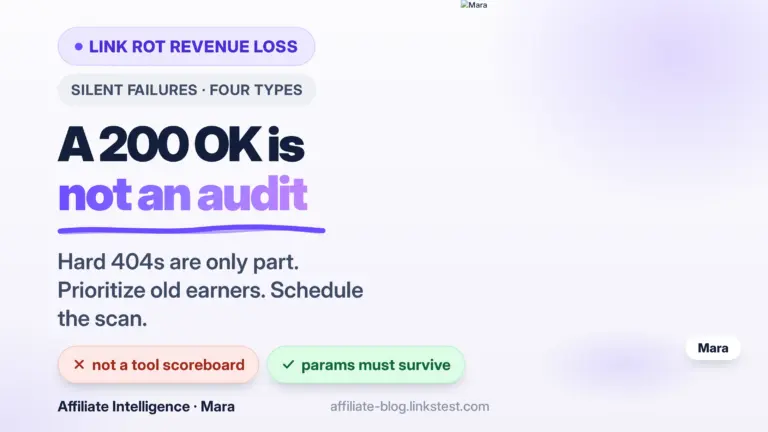 Affiliate Link Rot Revenue Loss: Find Silent Failures Costing Commissions