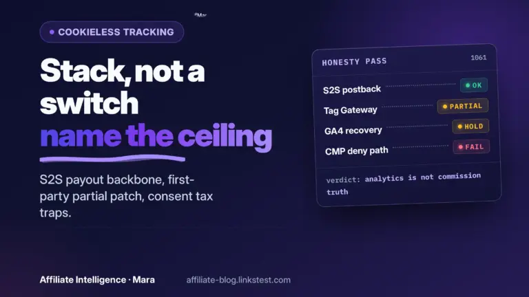 Cookieless affiliate tracking: stack not switch, honest ceiling
