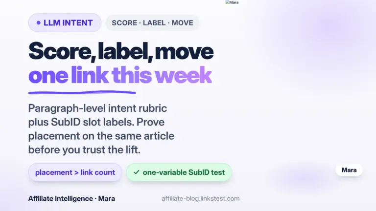 LLM Intent Scoring for Affiliate Link Placement: Paragraph-Level CTR Tests With SubIDs