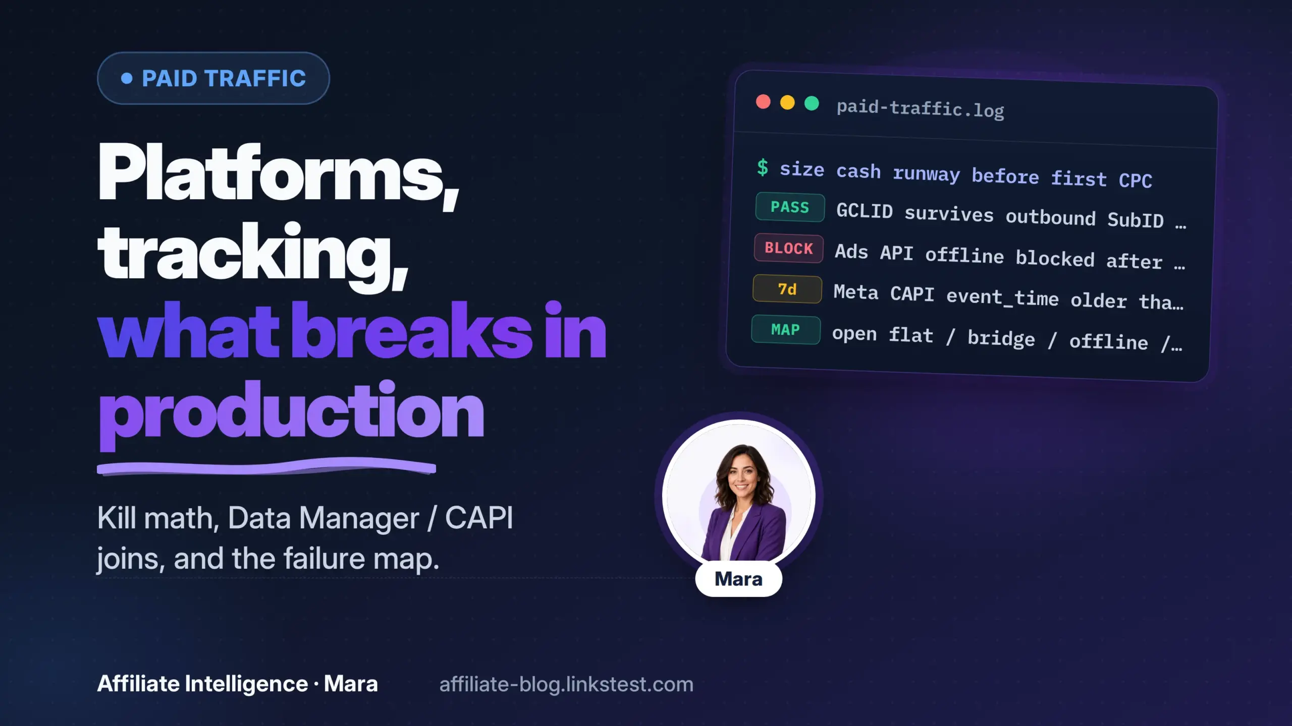 Affiliate paid traffic: platforms, tracking, what breaks in production