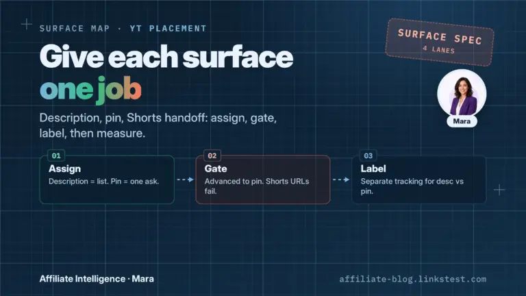 YouTube affiliate link placement: give each surface one job