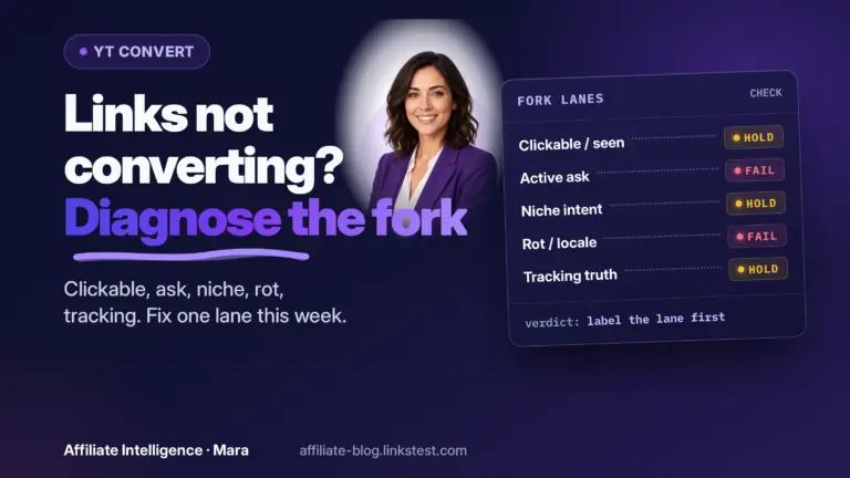 YouTube affiliate links not converting: diagnose the fork first